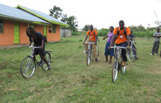 Project Team going to the field on bikes